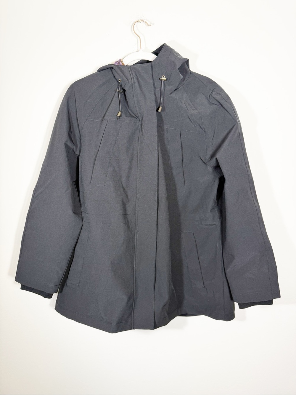 NWOT Pendleton Womens Black Hooded Rain Jacket Harding Pattern Lining Large - Picture 2 of 6